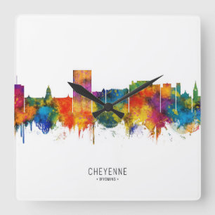 Cheyenne Wyoming Silhouet Vierkante Klok