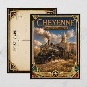 Cheyenne Wyoming Vintage Art Deco Gouden Tijdperk Briefkaart