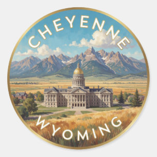 Cheyenne Wyoming Westerse Reizen Ronde Sticker