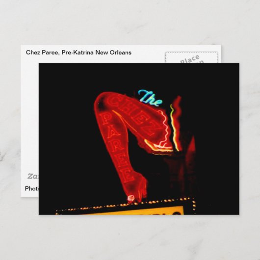 Chez Paree, pre-Katrina New Orleans Neon Sign Briefkaart (Voorkant / Achterkant)