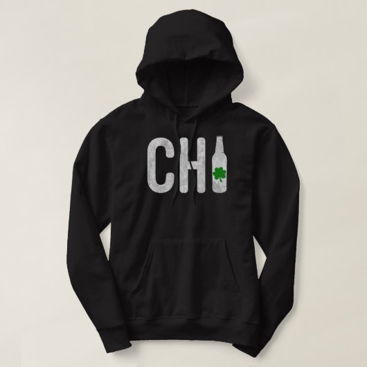CHI Chicago Beer Bottle Irish St Patrick Day Swea Hoodie (Design voorkant)