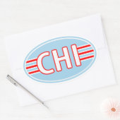 CHI Chicago vlag kleuren Ovale Sticker (Envelop)