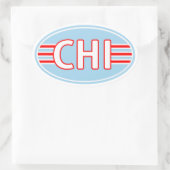 CHI Chicago vlag kleuren Ovale Sticker (Tas)