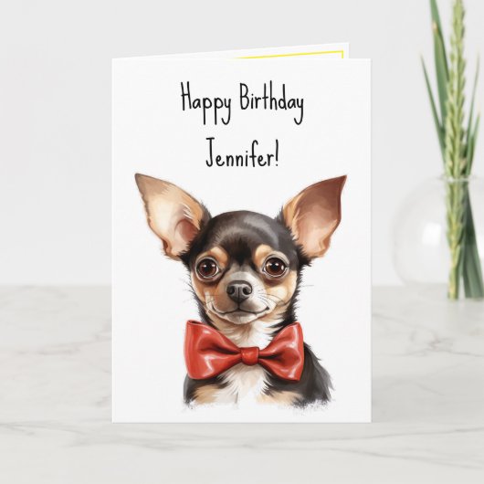 Chi Chihuahua Puppy Hond Verjaardagsnaam Kaart (Voorkant)