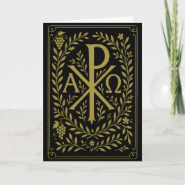 Chi Rho Alpha Omega Gouden Symbool op Zwart Kaart