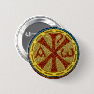 Chi Rho / Alpha Omega Medaillon van SNV 36 Ronde Button 5,7 Cm