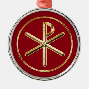 Chi-Rho-gloed Metalen Ornament
