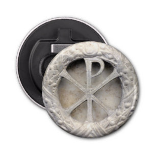 Chi-Rho - het Monogram van Christus Button Flesopener