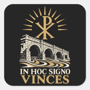 Chi Rho Milvian Brug In Hoc Signo Vinces Vierkante Sticker