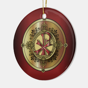Chi-Rho Monogram ~ Christelijk Symbool P & X Keramisch Ornament