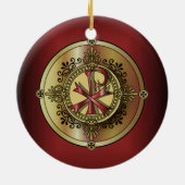 Chi-Rho Monogram ~ Christelijk Symbool P & X Keramisch Ornament (Achterkant)