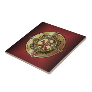 Chi-Rho Monogram ~ Christelijk Symbool P & X Tegeltje