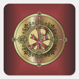 Chi-Rho Monogram ~ Christelijk Symbool P & X Vierkante Sticker