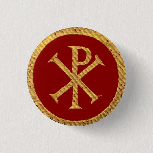 Chi Rho Ronde Button 3,2 Cm (Voorkant)