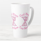 Chi Ro Christelijk Kruis Roze Gepersonaliseerd Latte Mok (Rechterhoek)