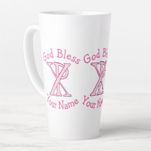 Chi Ro Christelijk Kruis Roze Gepersonaliseerd Latte Mok