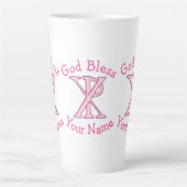 Chi Ro Christelijk Kruis Roze Gepersonaliseerd Latte Mok (Voorkant)