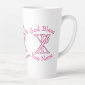 Chi Ro Christelijk Kruis Roze Gepersonaliseerd Latte Mok (Rechts)
