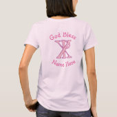 Chi Ro Christelijk Kruis Roze Gepersonaliseerd T-shirt (Achterkant)
