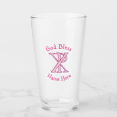 Chi Ro Christelijk Kruis Roze Persoonlijk Glas (Voorkant)