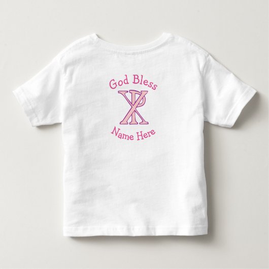 Chi Ro Christelijk Kruis Roze Persoonlijk Kinder Shirts (Achterkant)