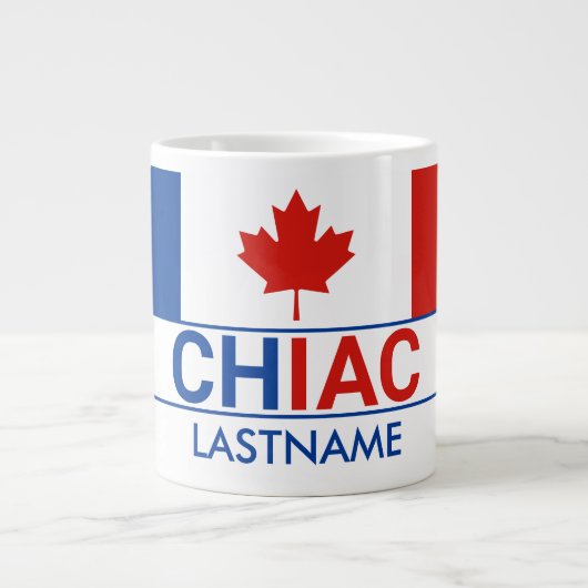 Chiac Acadische Canadese Vlag Achternaam Grote Koffiekop (Voorkant)