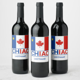Chiac Acadische Canadese Vlag Achternaam Wijn Etiket