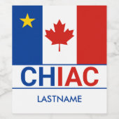 Chiac Acadische Canadese Vlag Achternaam Wijn Etiket (Enkel label)