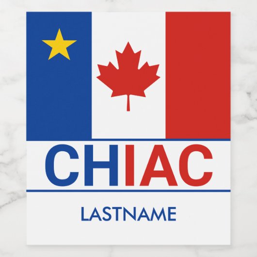 Chiac Acadische Canadese Vlag Achternaam Wijn Etiket (Enkel label)