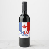 Chiac Acadische Canadese Vlag Achternaam Wijn Etiket (Voorkant)