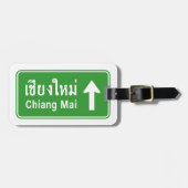 Chiang Mai Ahead ⚠ Thai Highway Traffic Sign ⚠ Bagagelabel (Voorkant horizontaal)