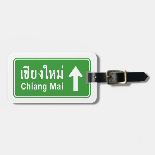 Chiang Mai Ahead ⚠ Thai Highway Traffic Sign ⚠ Bagagelabel (Voorkant horizontaal)