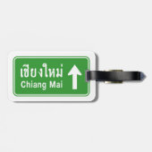 Chiang Mai Ahead ⚠ Thai Highway Traffic Sign ⚠ Bagagelabel (Achterkant horizontaal)