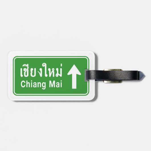 Chiang Mai Ahead ⚠ Thai Highway Traffic Sign ⚠ Bagagelabel (Achterkant horizontaal)