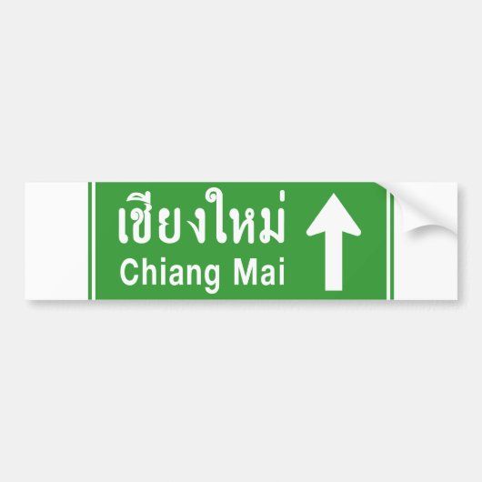 Chiang Mai Ahead ⚠ Thai Highway Traffic Sign ⚠ Bumpersticker (Voorkant)