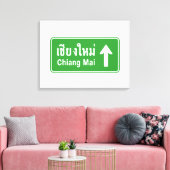 Chiang Mai Ahead ⚠ Thai Highway Traffic Sign ⚠ Canvas Afdruk (Insitu (Woonkamer))