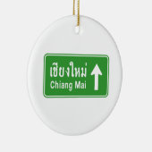 Chiang Mai Ahead ⚠ Thai Highway Traffic Sign ⚠ Keramisch Ornament (Rechts)