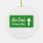 Chiang Mai Ahead ⚠ Thai Highway Traffic Sign ⚠ Keramisch Ornament (Achterkant)