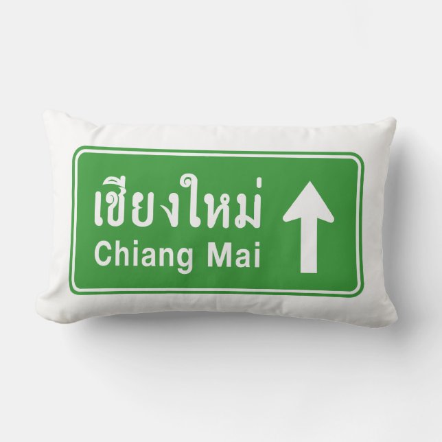Chiang Mai Ahead ⚠ Thai Highway Traffic Sign ⚠ Kussen (Voorkant)