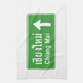 Chiang Mai Ahead ⚠ Thai Highway Traffic Sign ⚠ Theedoek (Verticaal)