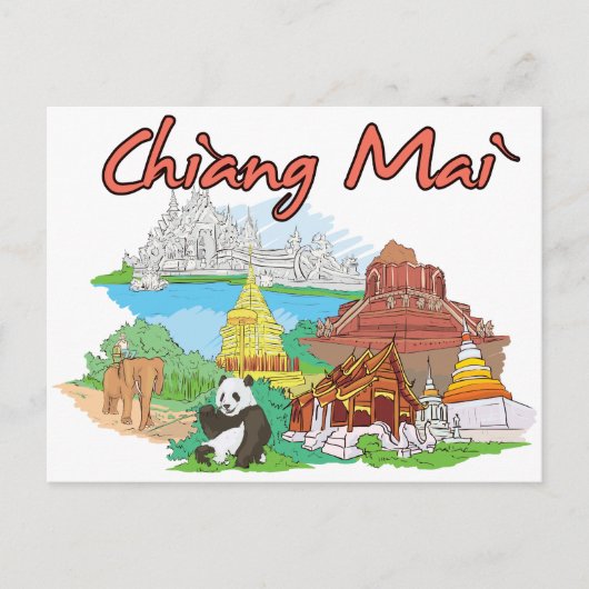 Chiang Mai, beroemde Thailand Briefkaart (Voorkant)