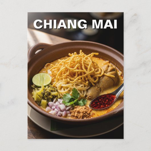 Chiang Mai Khao Soi Thais eten Briefkaart (Voorkant)