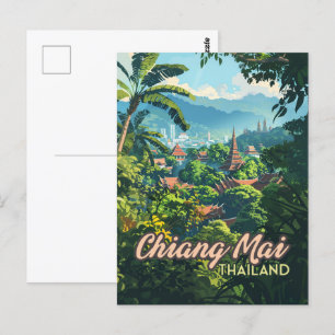 Chiang Mai Thailand Azië Tempels Bergen Vintage Briefkaart