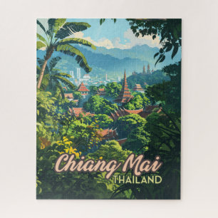 Chiang Mai Thailand Azië Tempels Bergen Vintage Legpuzzel
