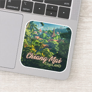 Chiang Mai Thailand Azië Tempels Bergen Vintage Sticker
