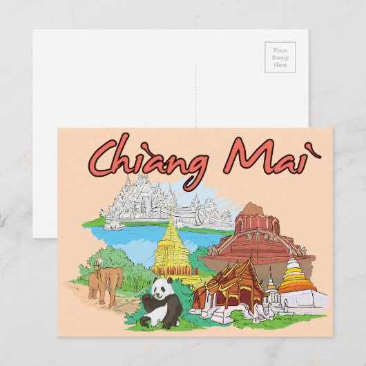 Chiang Mai, Thailand beroemde reis Briefkaart (Voorkant / Achterkant)