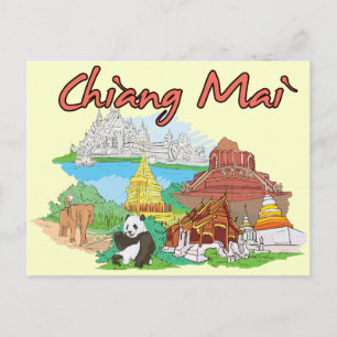 Chiang Mai, Thailand Famous City Briefkaart