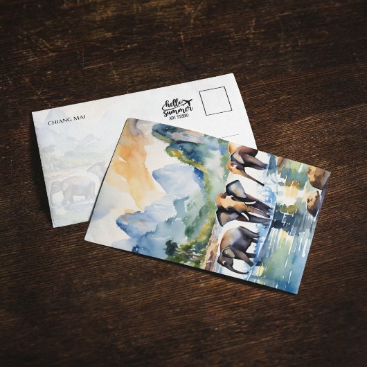 Chiang Mai Thailand Olifanten Waterverf Briefkaart