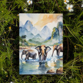 Chiang Mai Thailand Olifanten Waterverf Briefkaart