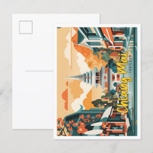 Chiang Mai Thailand Pop Kunst Reizen Illustratie Briefkaart